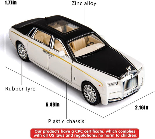 GenzToy Rolls-Royce Phantom Die-Cast Model Car 1:32 Scale | Pull Back, Light & Sound