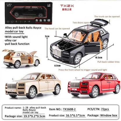GenzToy™ Rolls-Royce Cullinan 1:32 Die-Cast Metal Model Car with Lights, Sound & Pull Back Action