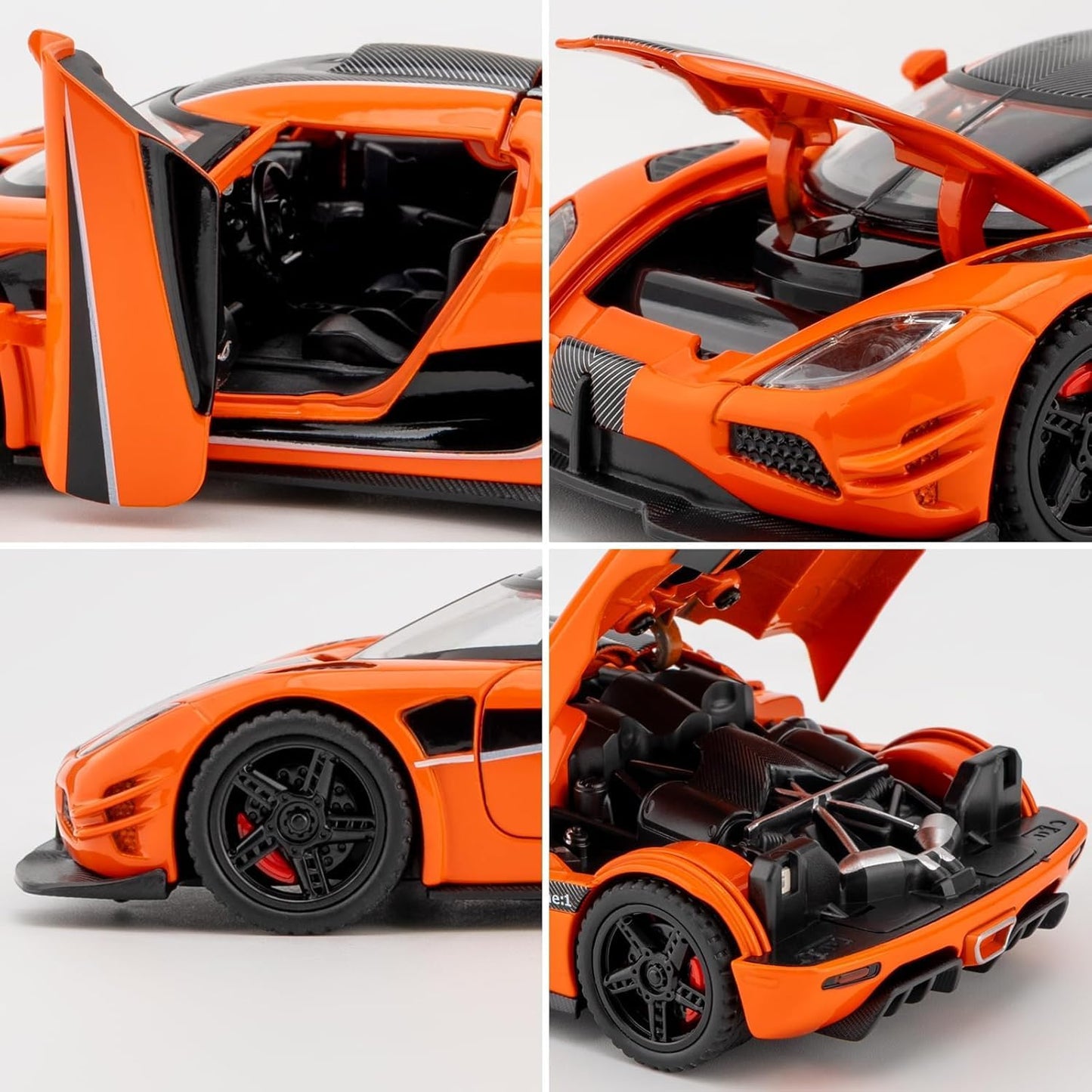 GenzToy™ Koenigsegg One:1 1:32 Die-Cast Metal Model Car with Lights, Sound & Pull Back Action