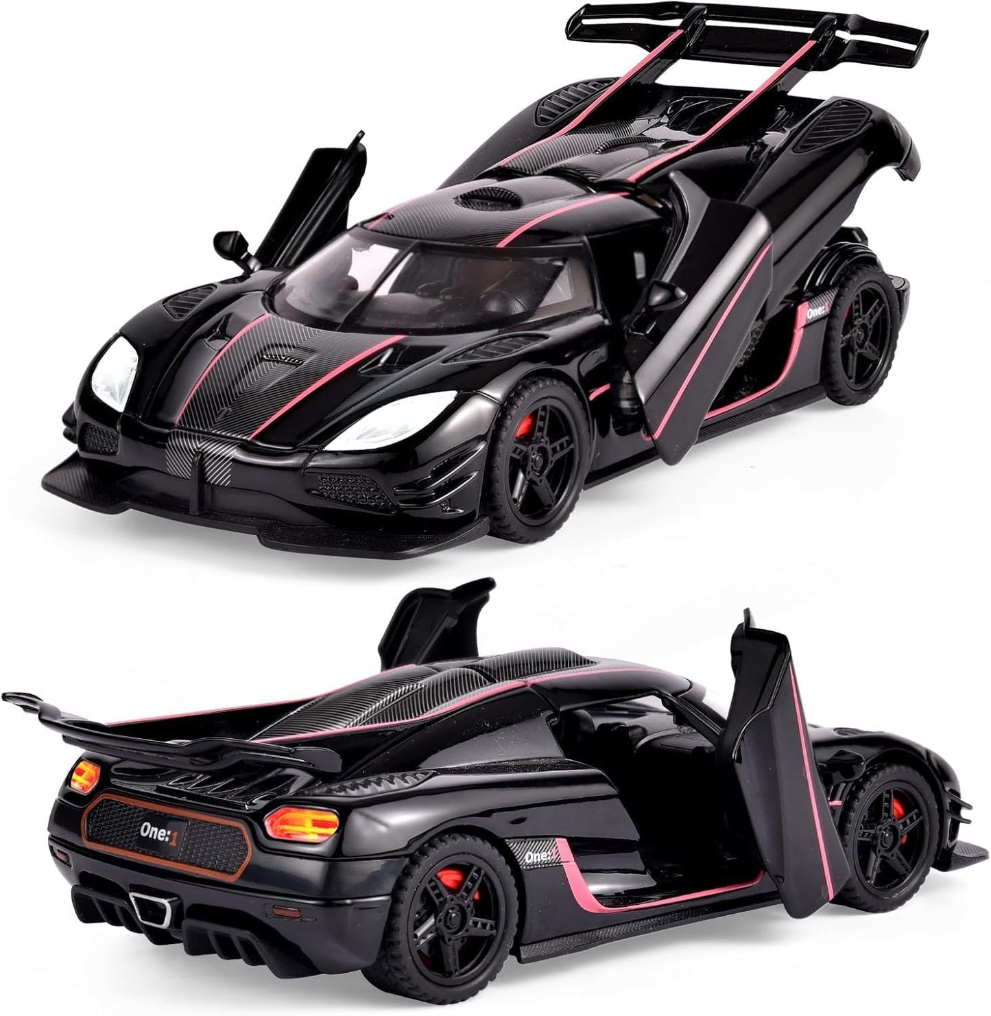 GenzToy™ Koenigsegg One:1 1:32 Die-Cast Metal Model Car with Lights, Sound & Pull Back Action