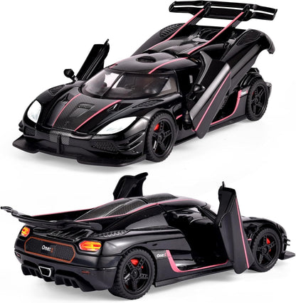 GenzToy™ Koenigsegg One:1 1:32 Die-Cast Metal Model Car with Lights, Sound & Pull Back Action