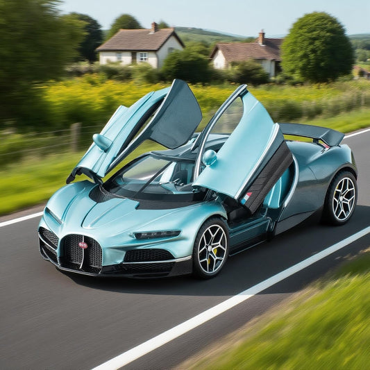 GenzToy™ Bugatti Tourbillon V16 1:32 Die-Cast Metal Model Car with Lights, Sound & Pull Back Action