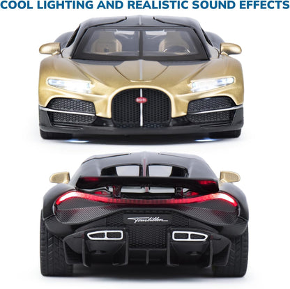 GenzToy™ Bugatti Tourbillon V16 1:32 Die-Cast Metal Model Car with Lights, Sound & Pull Back Action