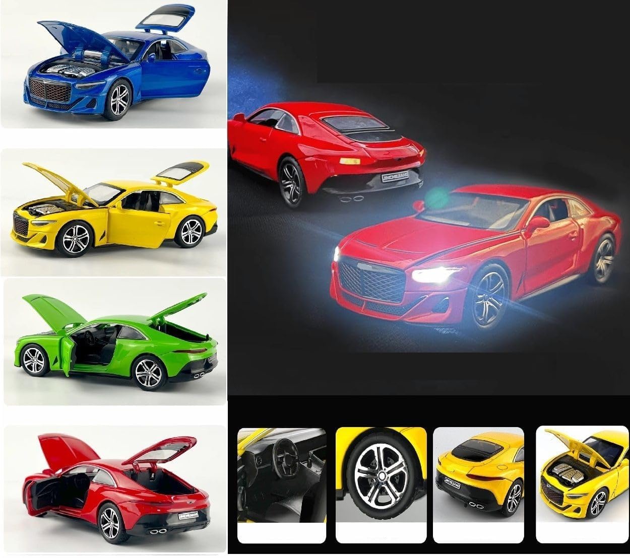 GenzToy™ Bentley Continental Mulliner 1:32 Die-Cast Metal Model Car with Lights, Sound & Pull Back Action