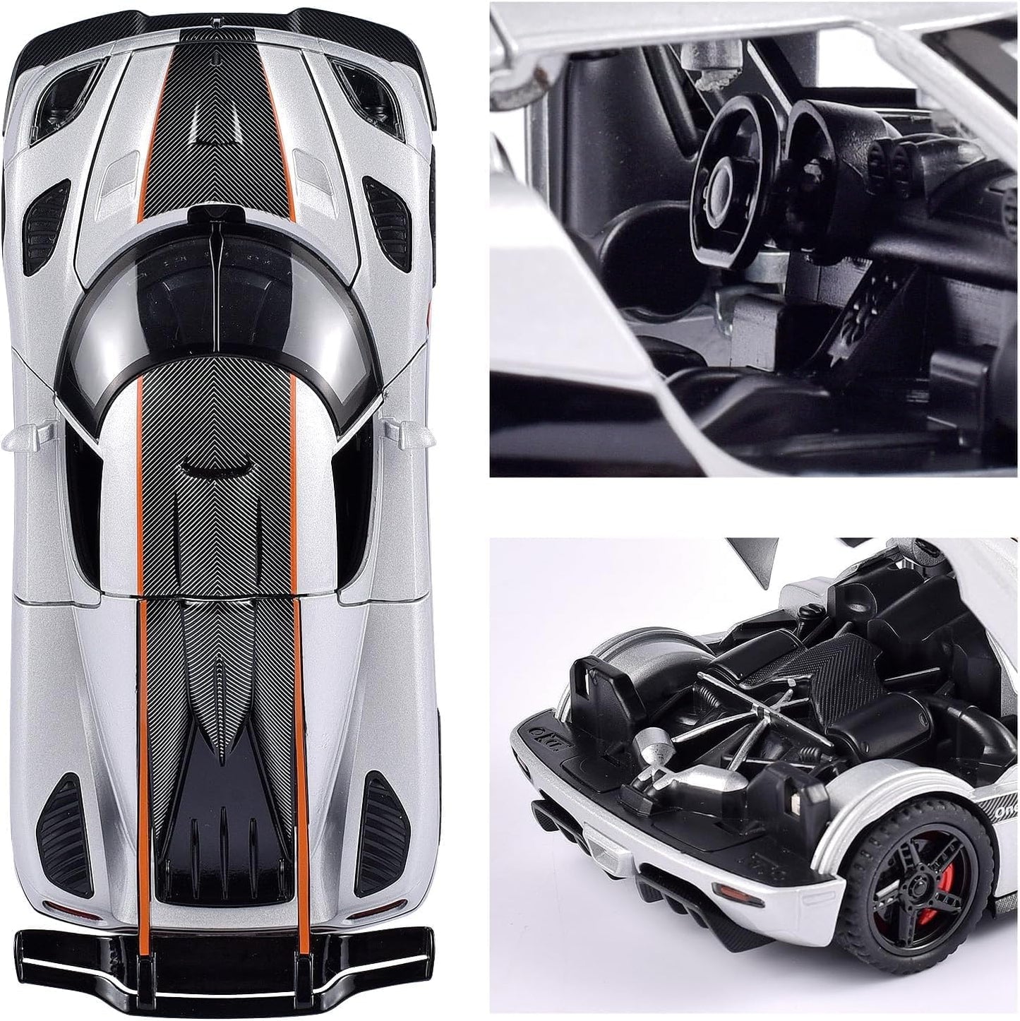 GenzToy™ Koenigsegg One:1 1:32 Die-Cast Metal Model Car with Lights, Sound & Pull Back Action
