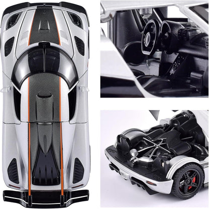 GenzToy™ Koenigsegg One:1 1:32 Die-Cast Metal Model Car with Lights, Sound & Pull Back Action